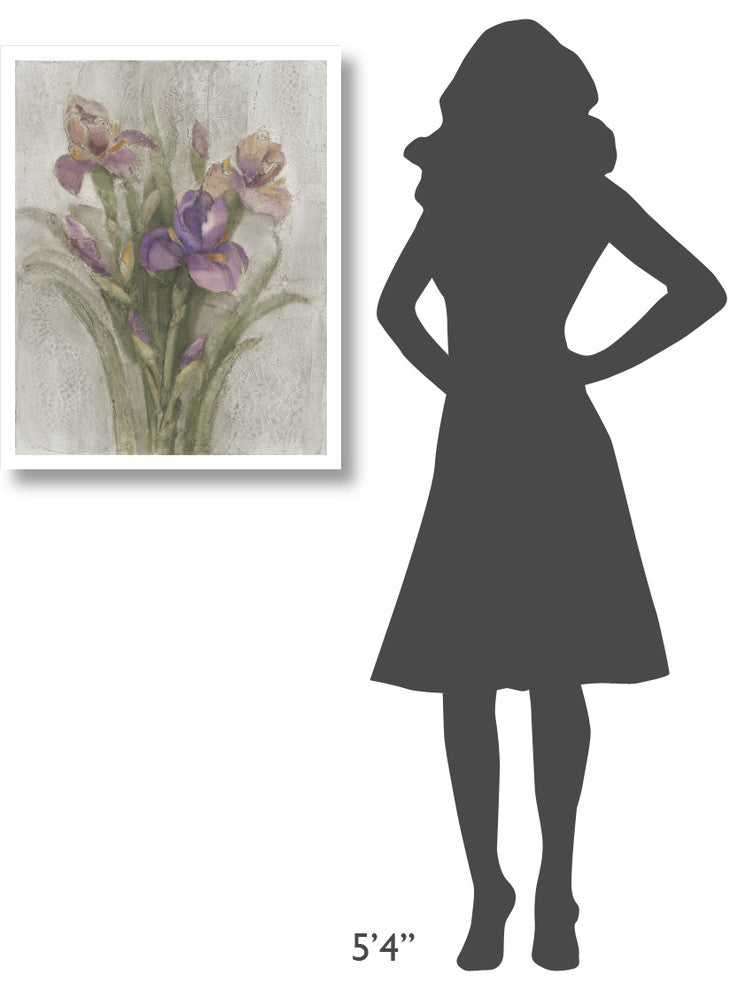 "Purple Iris Garden on Grey" Digital Paper Print by Albena Hristova, 24"x30"
