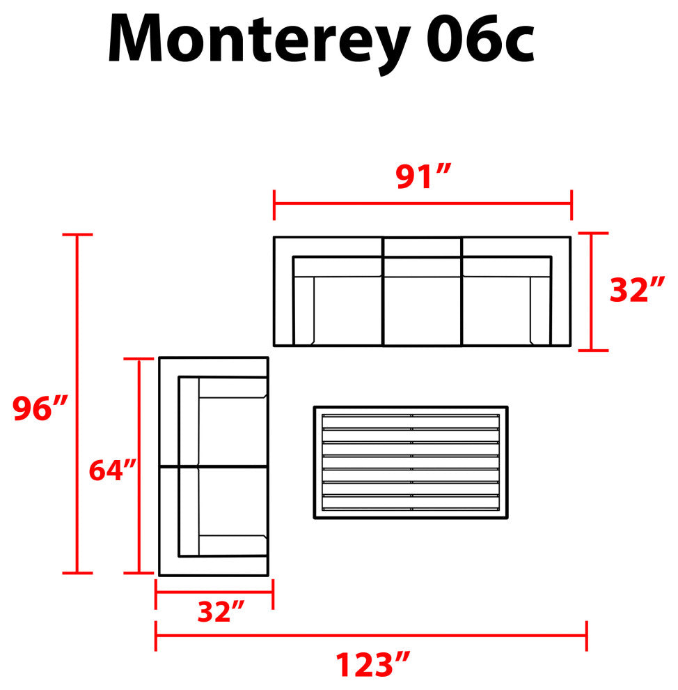 Monterey 6 Piece Outdoor Wicker Patio Furniture Set 06c