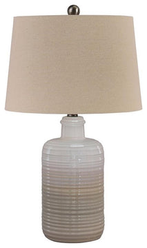 Signature Design by Ashley Marnina Ceramic Table Lamp in Taupe (Set of 2)