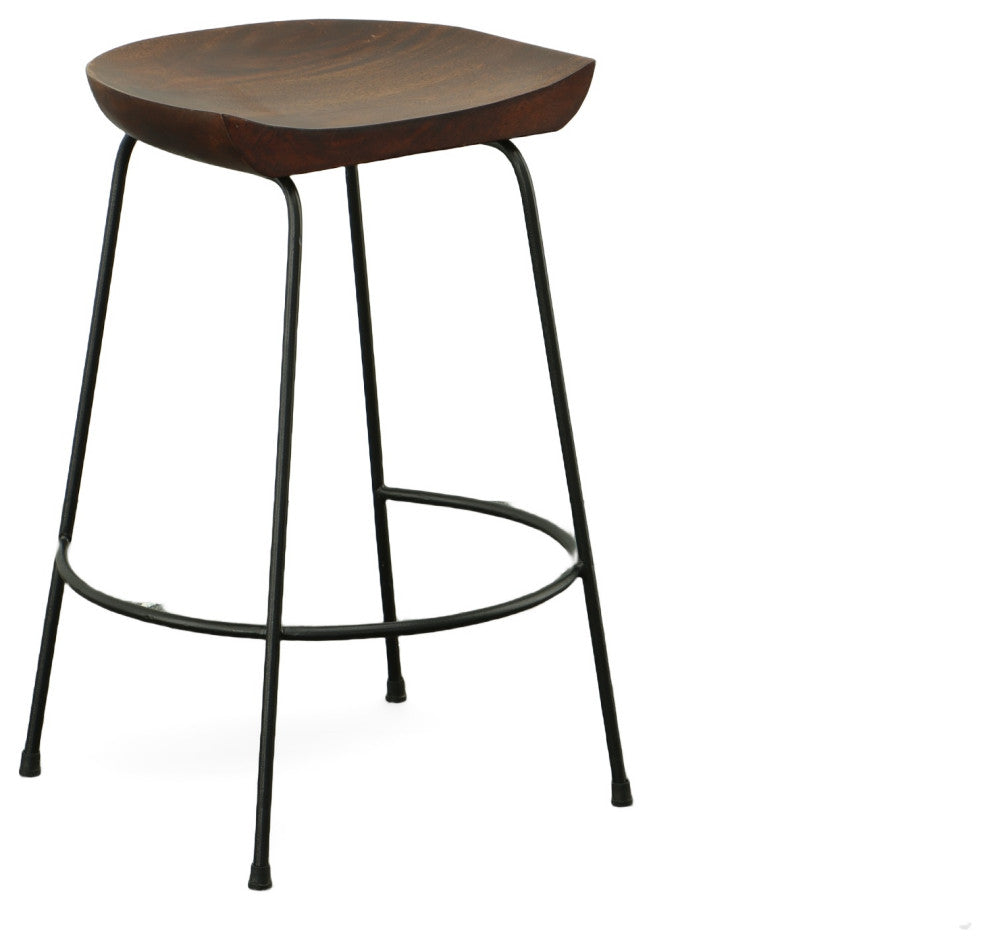 Diya Countoured Counter Stool Set of two, Chestnut/Black