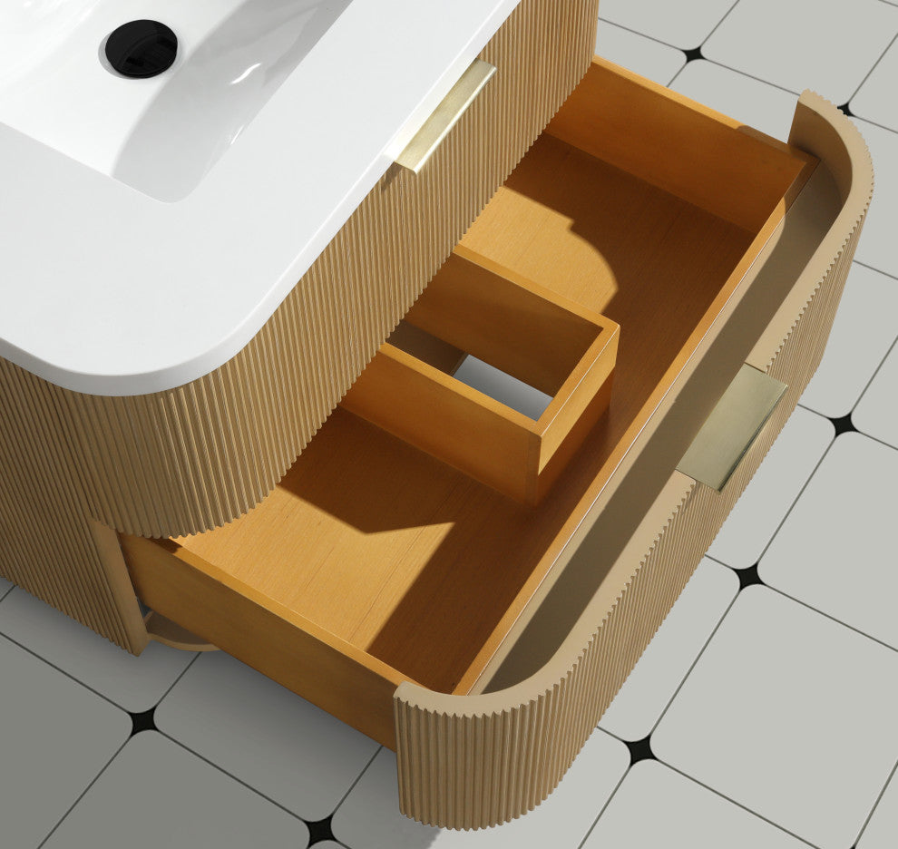 Ari Kitchen and Bath Chantal 30" Floating Bathroom Vanity Oak