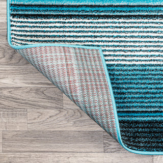 Duxbury Gradient Ticking Striped Blue/Navy 2'x8' Runner Rug