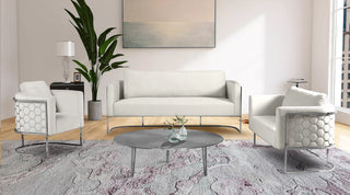 Casa Velvet Upholstered Sofa, Cream, Chrome Finish