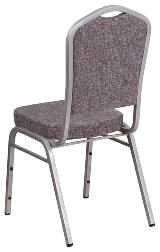 Crown Back Stacking Banquet Chair in Herringbone Fabric - Silver Frame