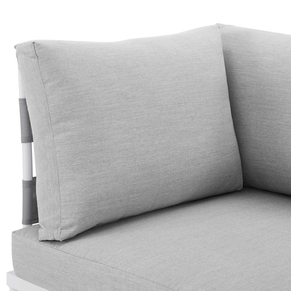 Lounge Loveseat Sofa, Sunbrella, Aluminum, Metal, Gray, Modern, Outdoor
