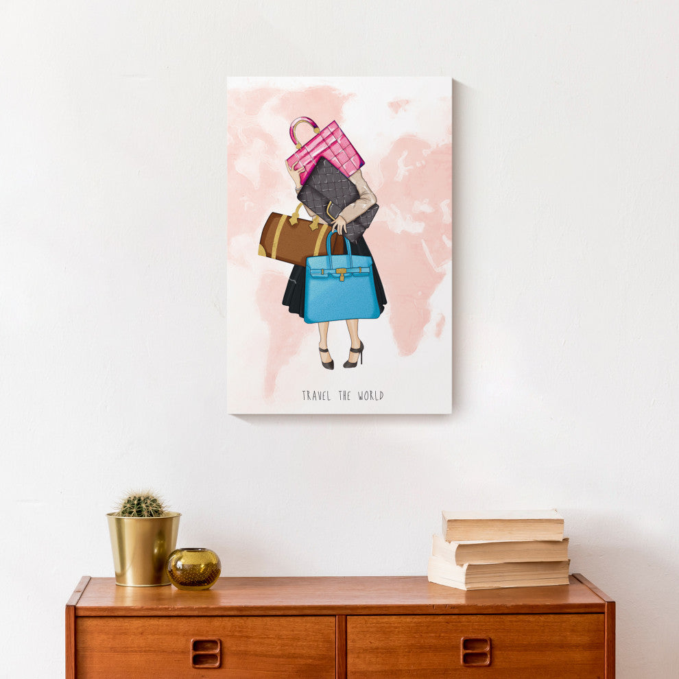 Travel The World Girl 12x18 Canvas Wall Art
