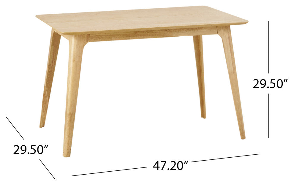 GDF Studio 5-Piece Meanda Mid Century Wood Dining Set, Light Beige