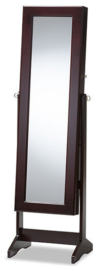 Alena Brown Finishing Wood Free Standing Cheval Mirror Jewelry Armoire