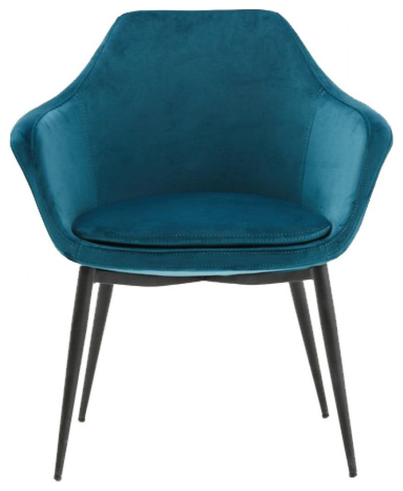 Teal and Black Velvet Dining or Side Chair