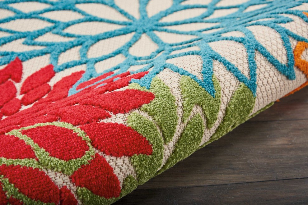 Nourison Aloha 4' x Round Green Tropical Area Rug