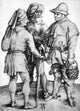 Albrecht Durer Three Peasants in Conversation, Gallery Wrapped Canvas, 18"x27"