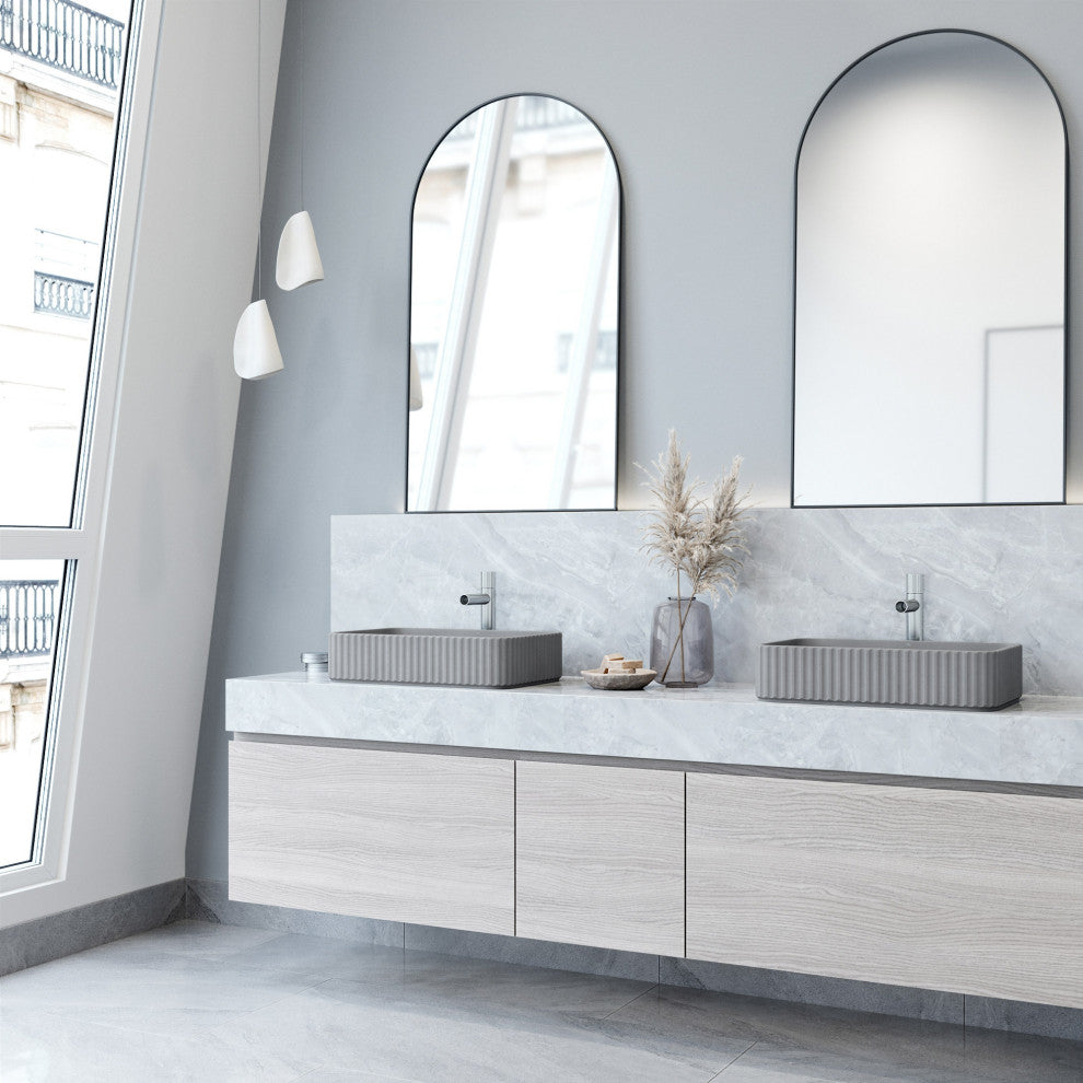 VIGO Windsor 21"L x 14"W x 5"H Concreto Stone Rectangular Bathroom Vessel Sink