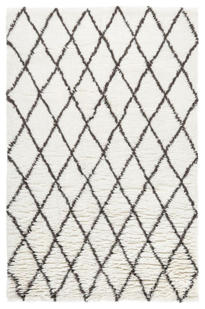 Classic Home Hawthorne Diamond Shag Ivory/Dark Brown 5x8 Rug
