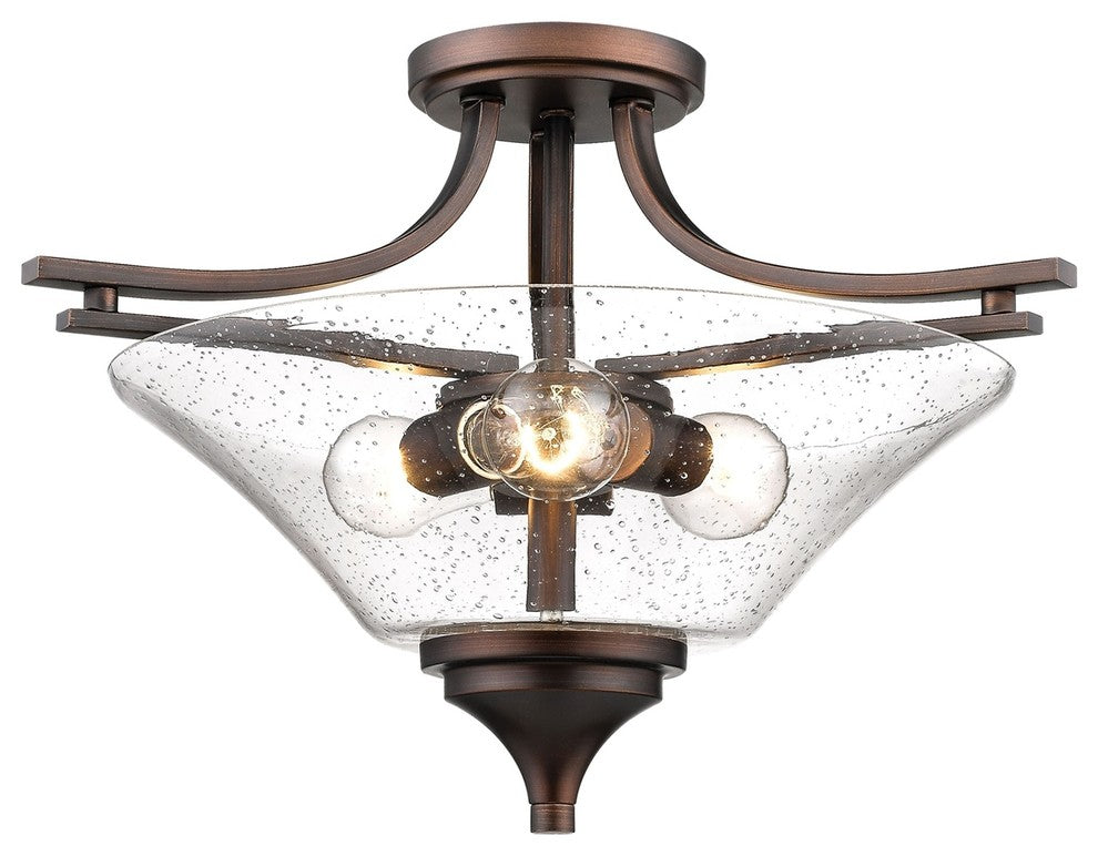 Natalie Collection 3 Light 19 in. Rubbed Bronze Semi-Flush