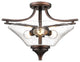 Natalie Collection 3 Light 19 in. Rubbed Bronze Semi-Flush