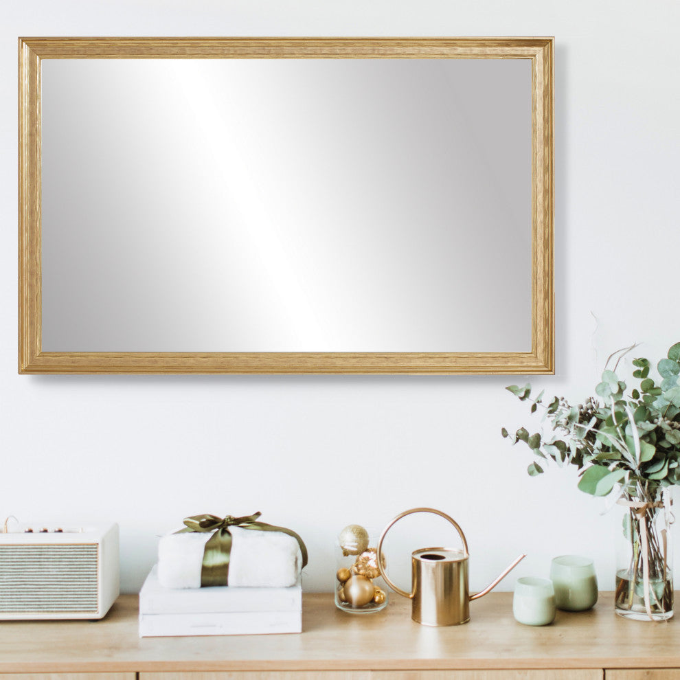 Crenshaw Framed Wall Mirror, Gold, 20" X 48"
