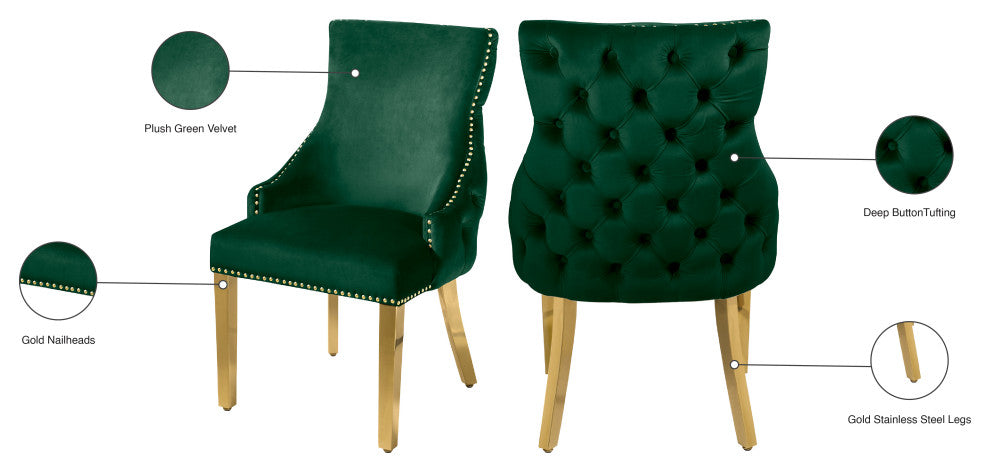 The Tuft Dining Chair, Green, Velvet, Set of 2