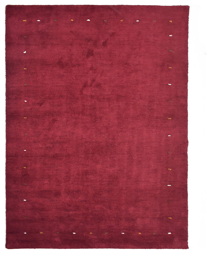 Hand Knotted Loom Silk Mix Area Rug Contemporary Red