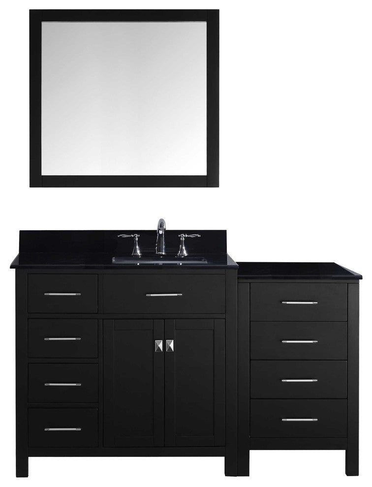 Caroline Parkway Single Bathroom Vanity Set, Espresso, Black Galaxy Granite, 57"