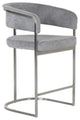 Modrest Sebastian Modern Grey Fabric + Stainless Steel Counter Chair