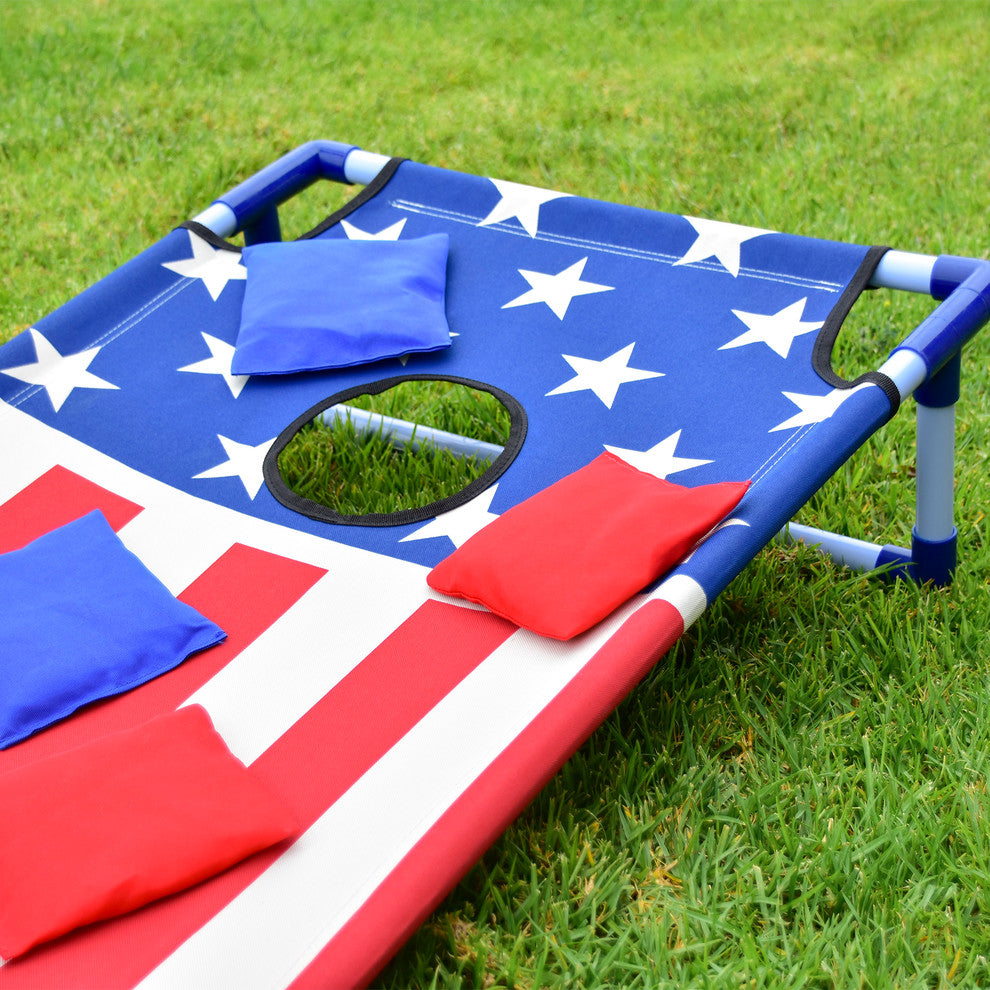 American Flag Portable PVC Framed Cornhole Game Set
