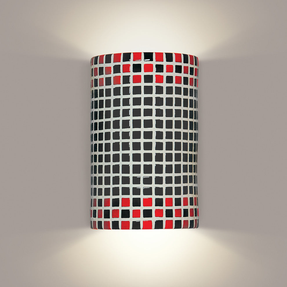 Checkers Wall Sconce Red And White, Red and Black