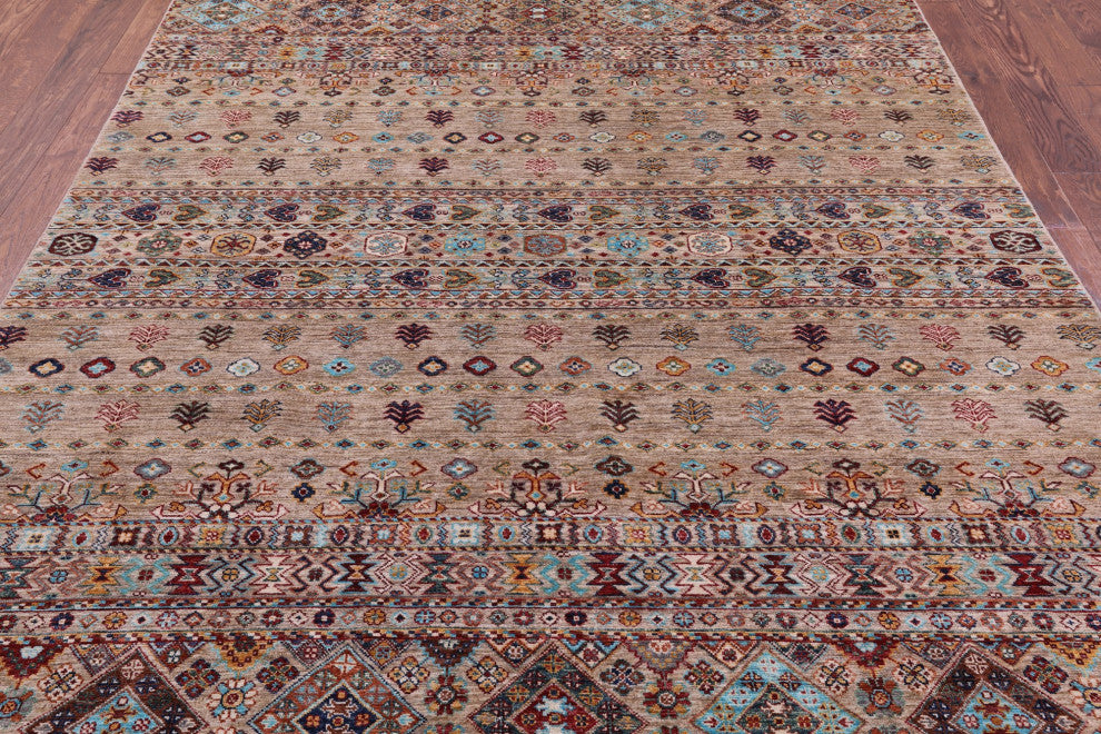 6' 11" X 9' 7" Super Kazak Khorjin Handmade Wool Rug Q10315