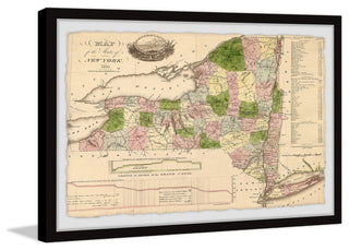 "NY Map with Index" Framed Painting Print, 18x12