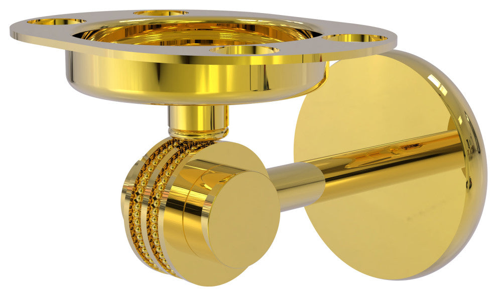 Satellite Orbit Two Toothbrush Holder With Dotted Accents, Polished Brass