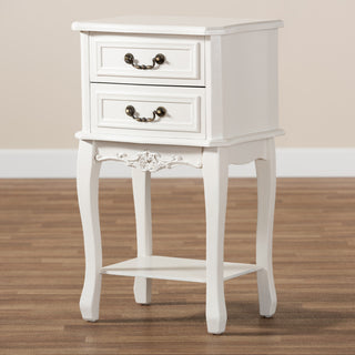 Gabrielle Traditional Provincial White-Finished 2-Drawer Wood End Table