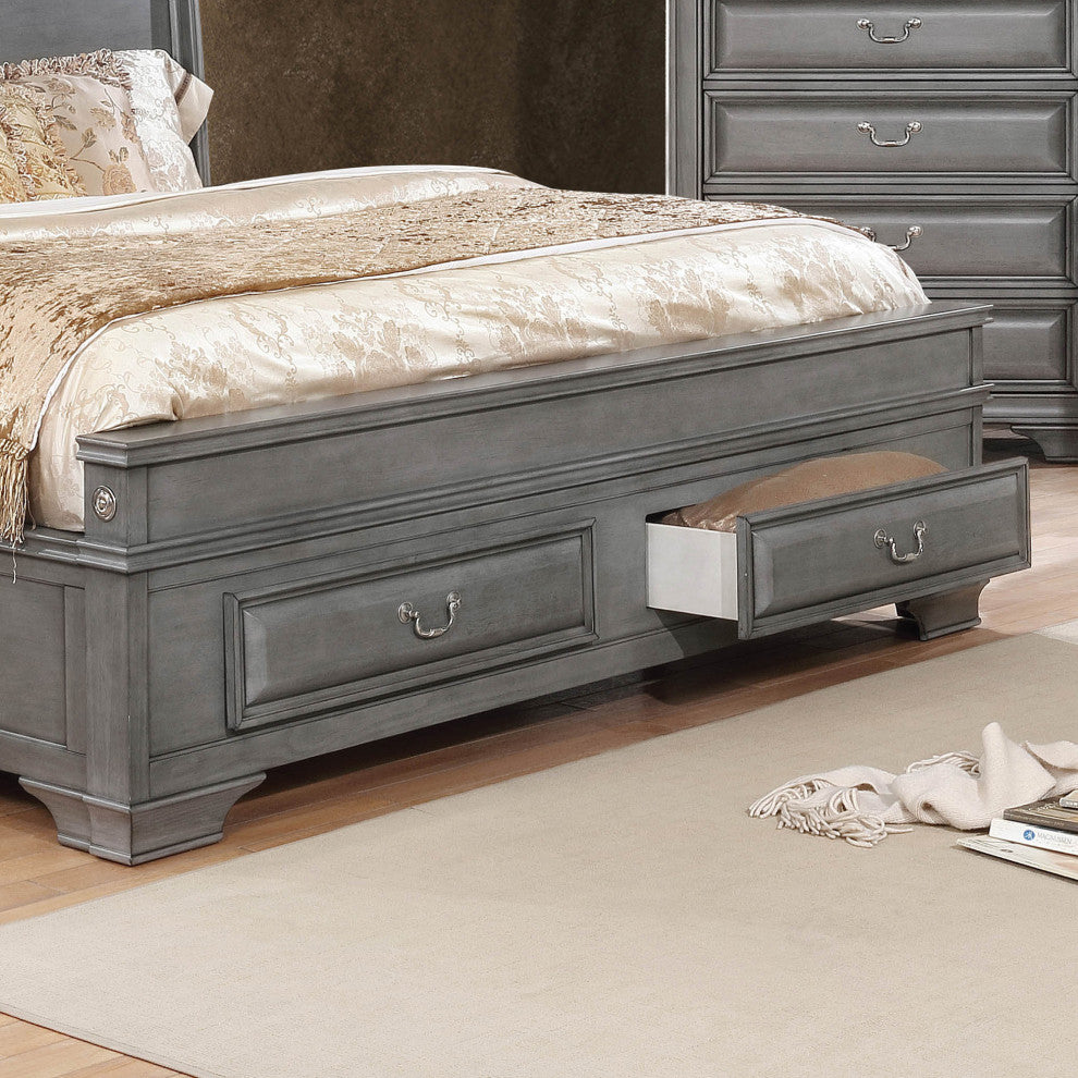 Furniture of America Bradford Wood King Storage Platform Bed in Gray