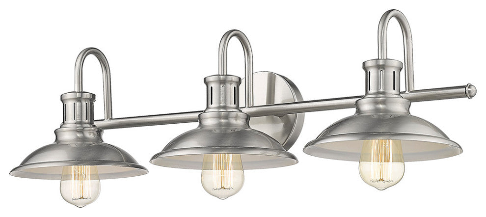 3 Light Rustic Bathroom Fixture in Satin Nickel