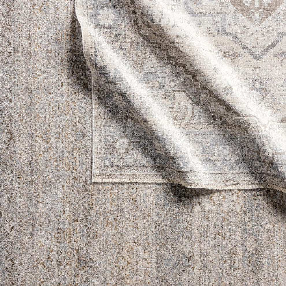 Vibe by Jaipur Living Wayreth Floral Taupe/ Silver Area Rug 5'3"X7'6"