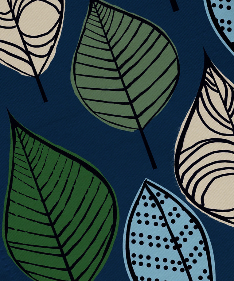 Autumn Leaves Floral Print Napkin, Set of 4, Blue