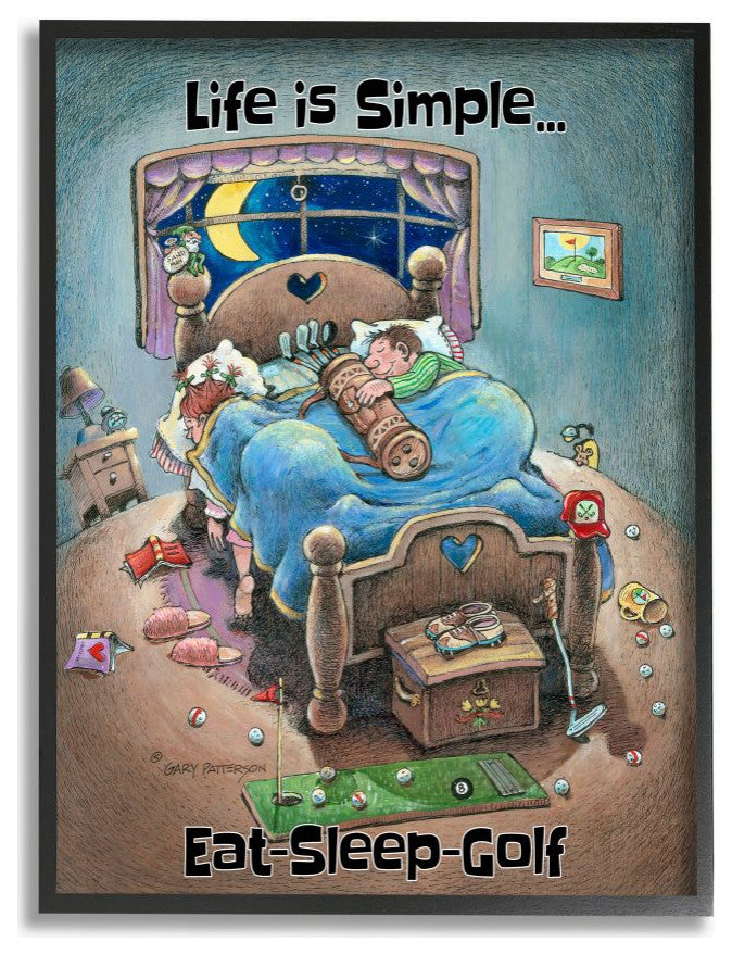 Stupell Industries Life Is Simple Funny Golf Cartoon Sports Design, 24"x30"