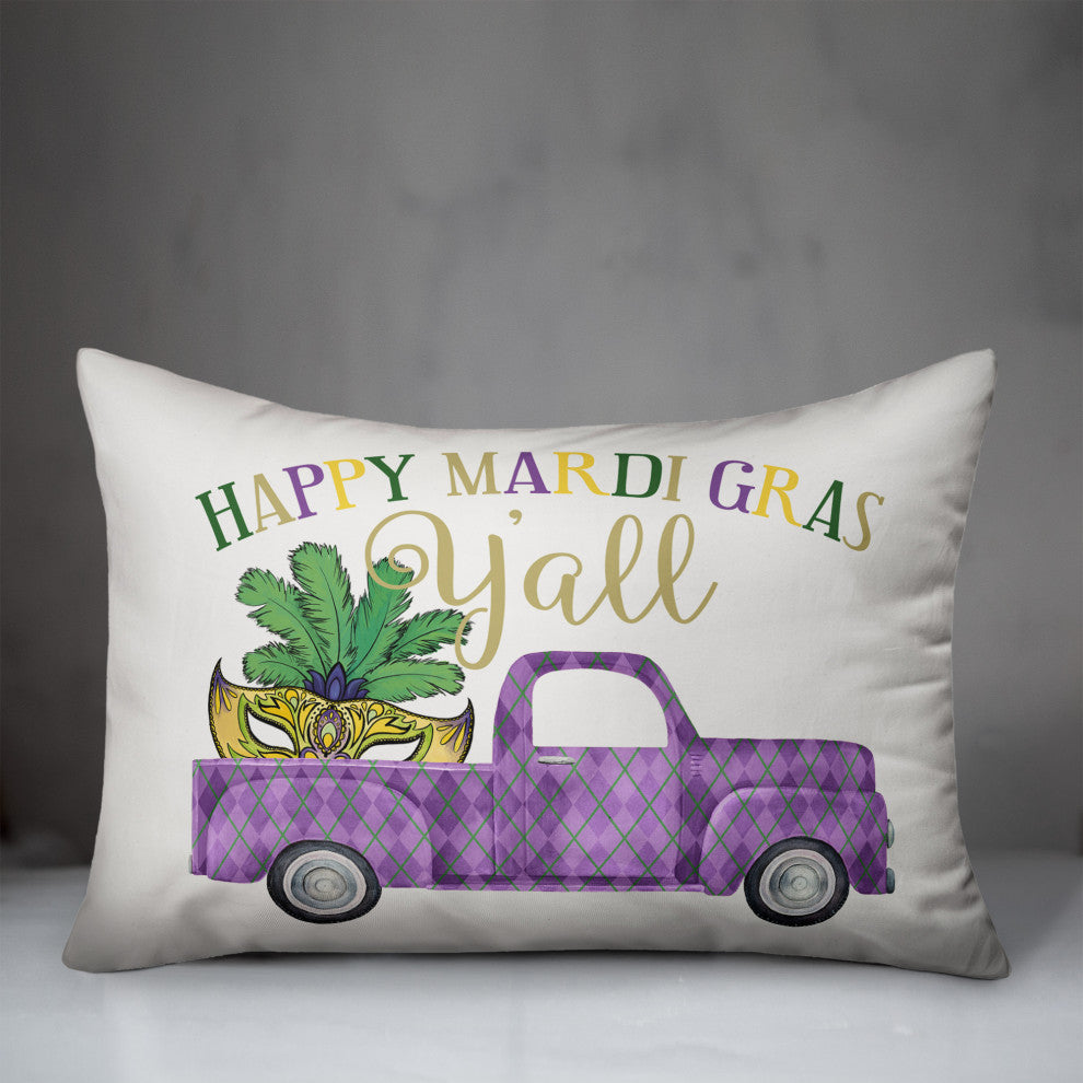 Mardi Gras Truck 14x20 Spun Poly Pillow