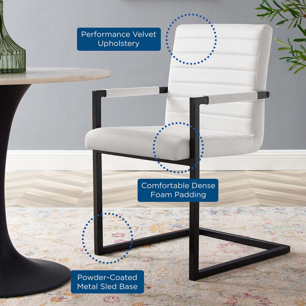 Savoy Performance Velvet Dining Chairs - Set of 2-White