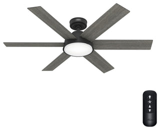 52" Donatella Matte Black Ceiling Fan, LED Light Kit and Handheld Remote