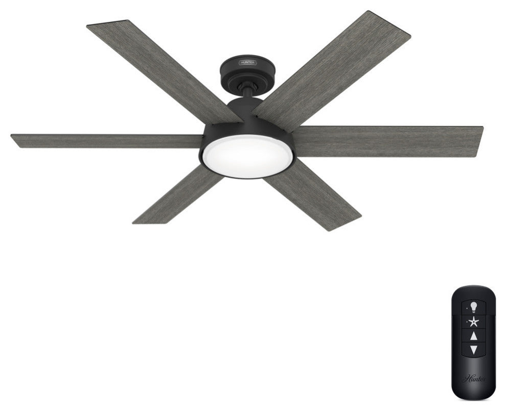52" Donatella Matte Black Ceiling Fan, LED Light Kit and Handheld Remote