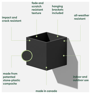 Veadek Geo Series Hanging 5" Planter, Black, 5", 2 Pack