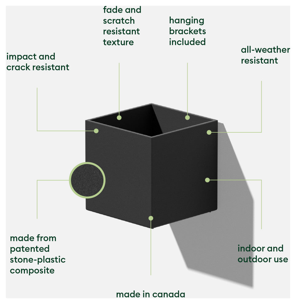 Veadek Geo Series Hanging 5" Planter, Black, 5", 2 Pack