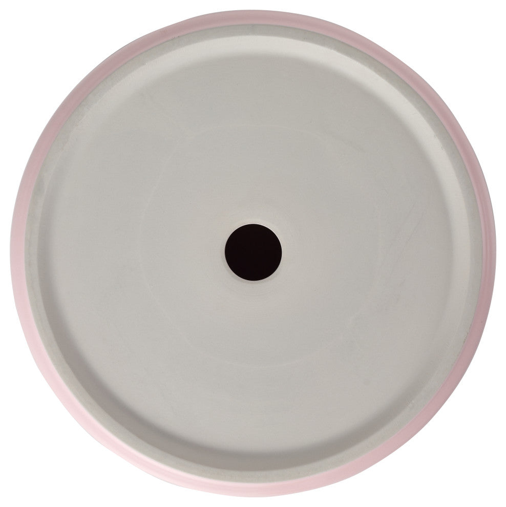 15.7 in Round Bathroom Ceramic Vessel Sink, Matt Light Pink