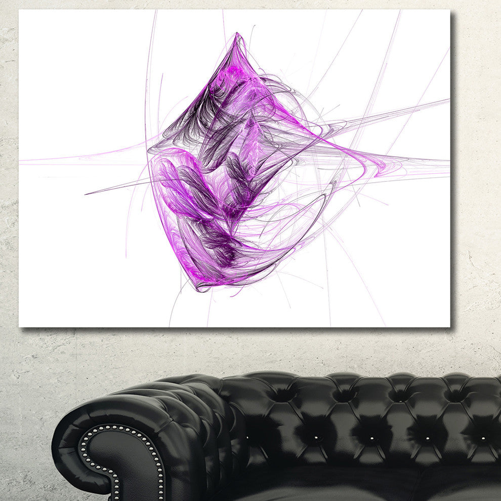 Purple on White Fractal Illustration, Abstract Canvas Art Print, 60x40