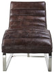 Plano Modern Channeled Leather Chaise Lounge Dark Brown Leather