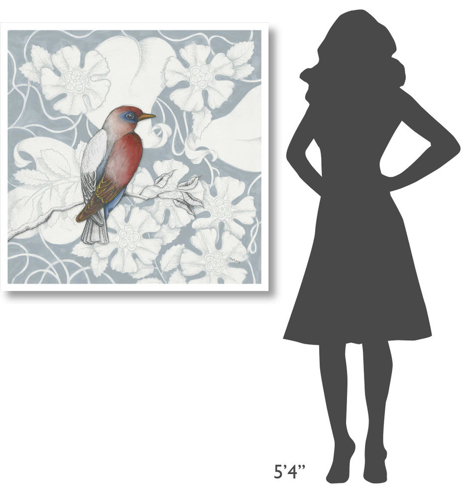 "Arts and Crafts Birds I Tone on Tone" Paper Print by Elyse DeNeige, 38"x38"