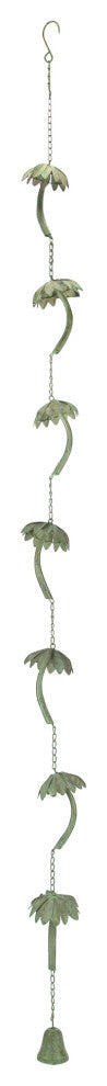Metal Tropical Palm Tree Rain Chain with Attached Hanger 72 inch