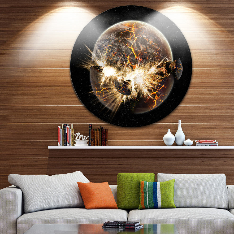 Earth Apocalypse, Abstract Art Round Metal Wall Art, 11"