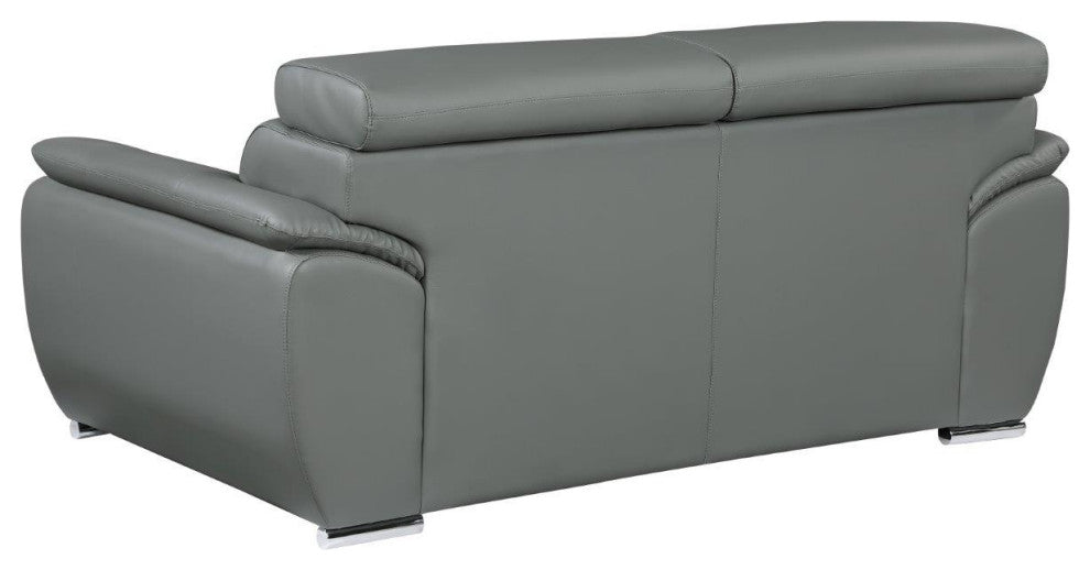 Nestore Premium Genuine Leather Match Loveseat Gray