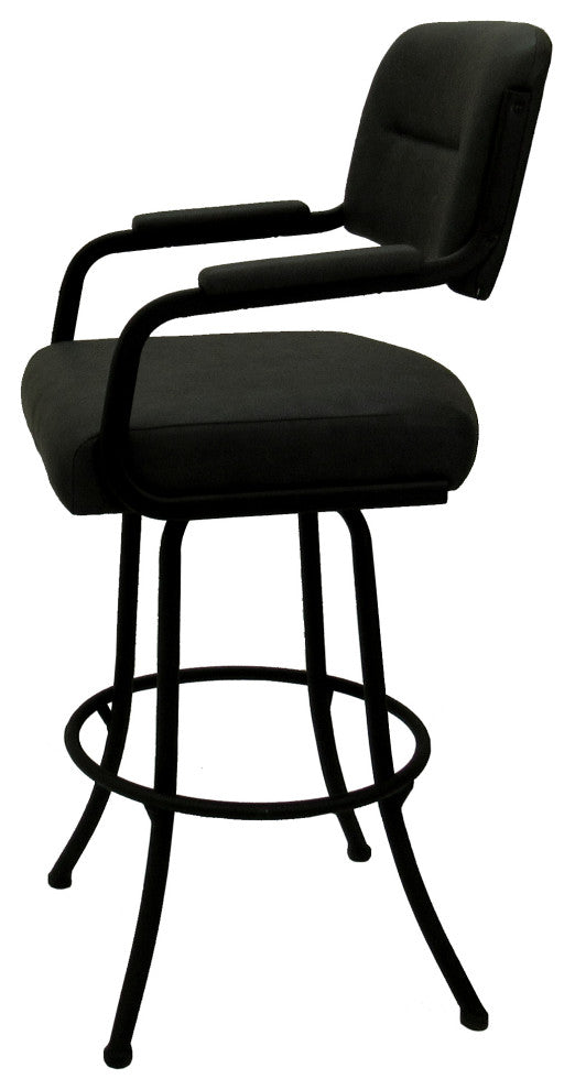 Swivel Counter Metal Bar Stool, Black Vinyl - Black, 30"
