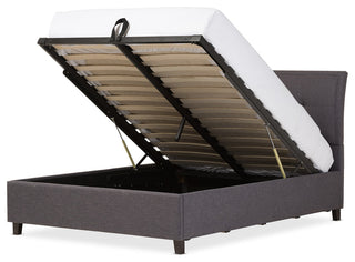 Lea Modern Dark Gray Fabric Queen Size Storage Platform Bed